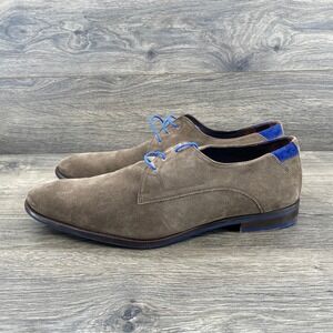 Floris van Bommel Derby Shoes Mens Size 11 Brown Suede Blue Accents Lace Up